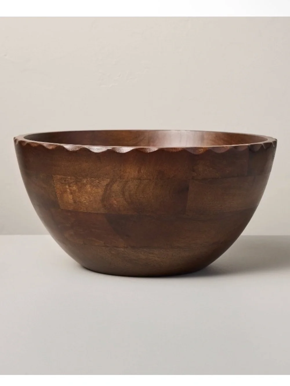 Hearth & Hand Large Carved Edge Wood Bowl Dark